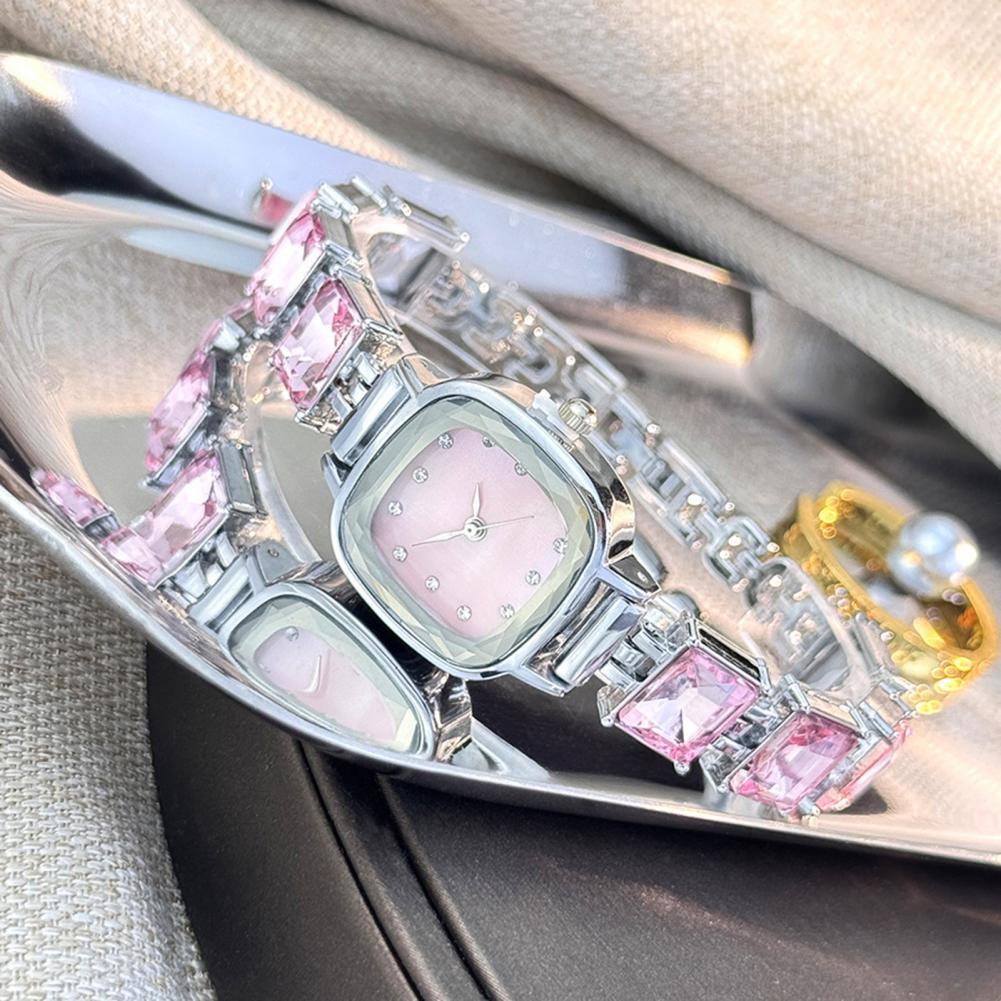 Quiet Luxury Watch - Funkelnde Armbanduhr mit quadratischem Zifferblatt, Damenuhr