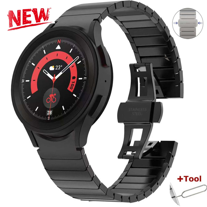 Luxury Watch Galaxy - Luxuriöses Titanfarbenes Armband für Samsung Galaxy