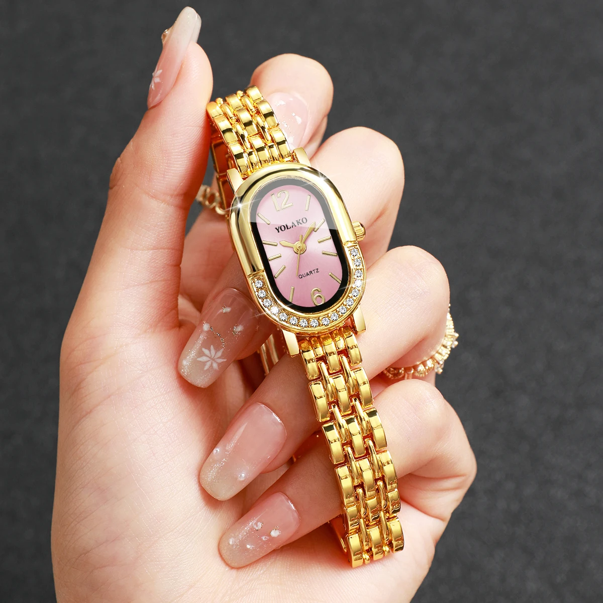 Luxury Watch Organizer - Luxuriöse Strass-Damen-Quarzuhr, modische goldene Armbanduhr, Damenuhr,