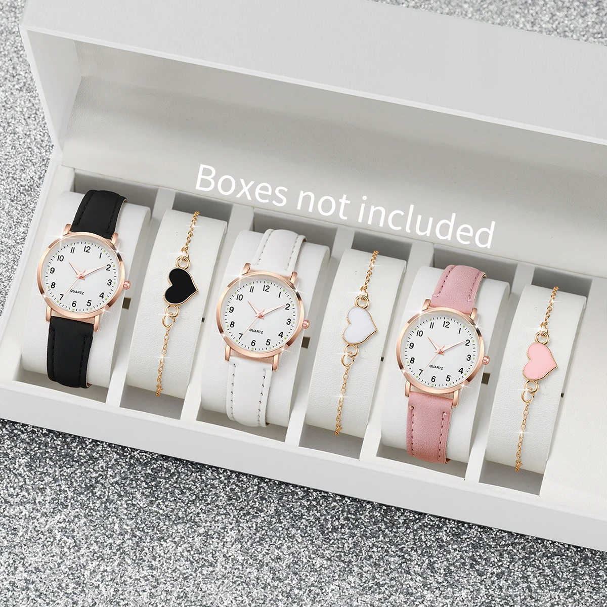 Open Heart Watch - 4/6PCS Mode Arabisch Zifferblatt Frauen Uhren