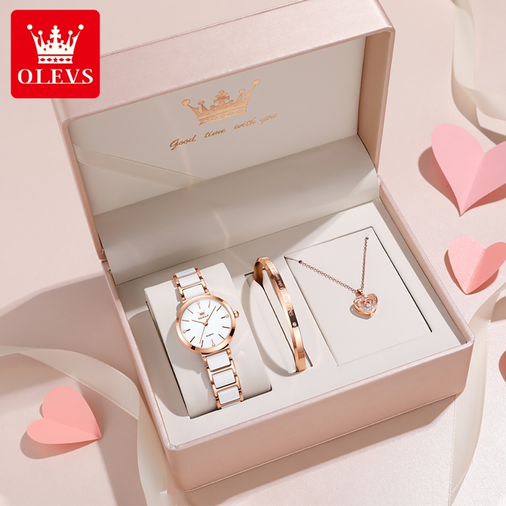 Luxury Watch Box - OLEVS Damenuhr 5877, luxuriöse, elegante Quarzuhr,