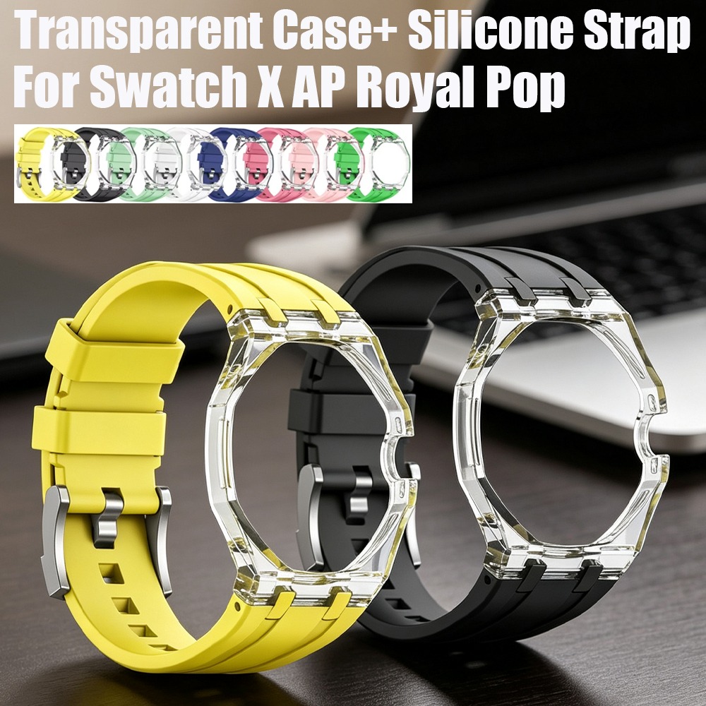 Luxury Watch Ap - Transparentes Gehäuse + Flüssigsilikon-Armband für Swatch