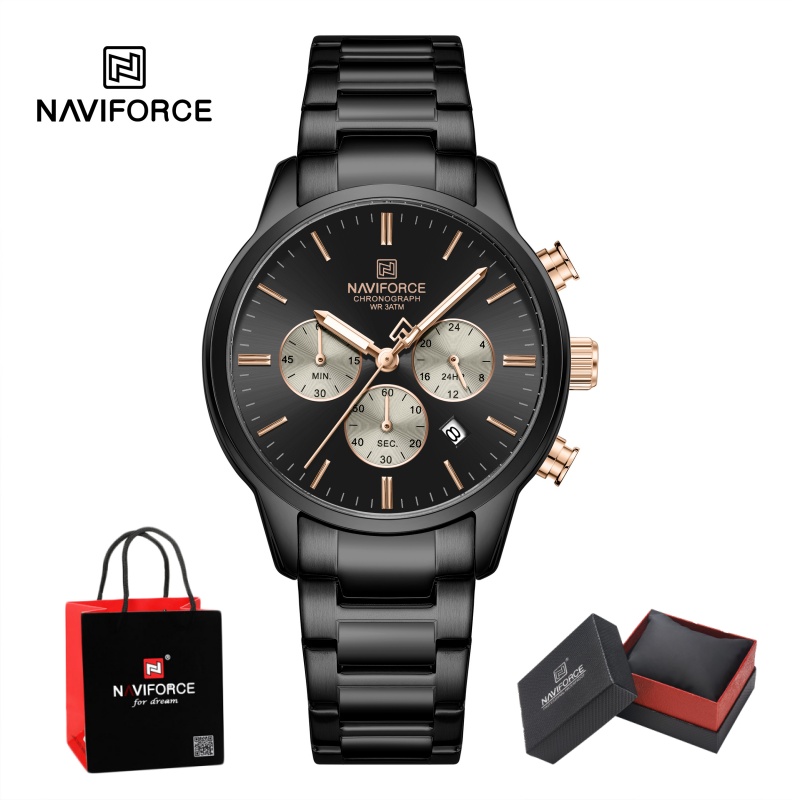 Luxury Watch Box - NAVIFORCE Herren Quarz-Chronograph Uhr Wasserdicht Datumsanzeige