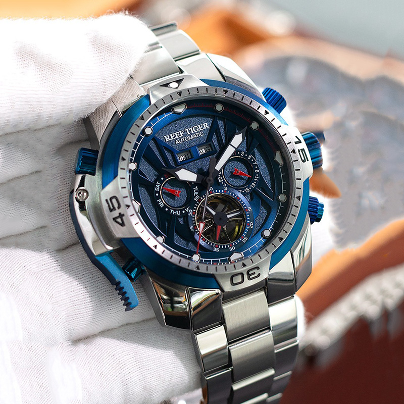 Chronograph Flyback Watch - Herren Automatische Mechanische Uhr Edelstahlgehäuse 10ATM