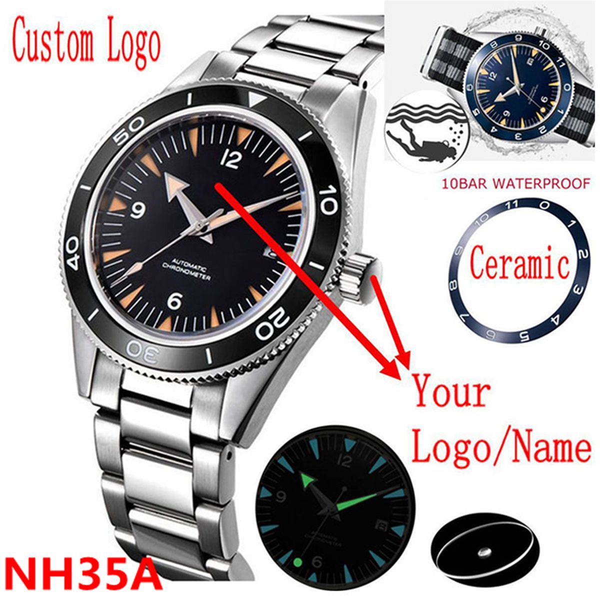Benutzerdefinierte Logo NH35 B – Luxury Watch Price Bewertung und Preis