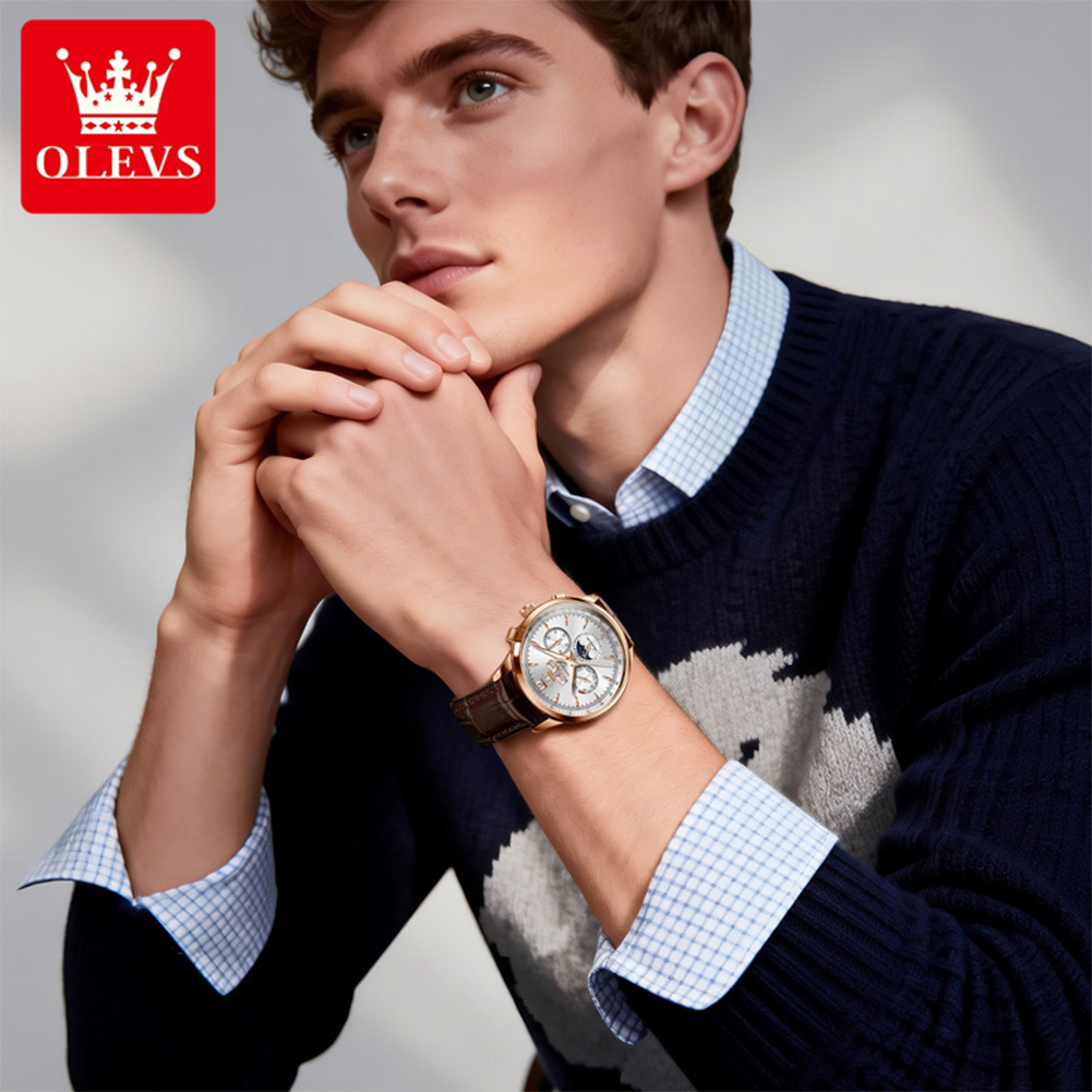 OLEVS 7128 Mondphasen-Herrenuh – Chronograph Flyback Watch Bewertung und Preis