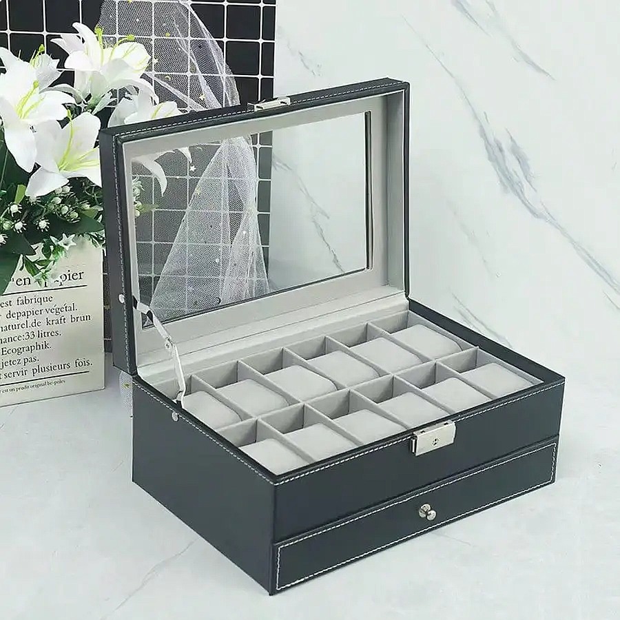 12-Fach-Uhrenbox mit Schublade – Luxury Watch Organizer Bewertung und Preis